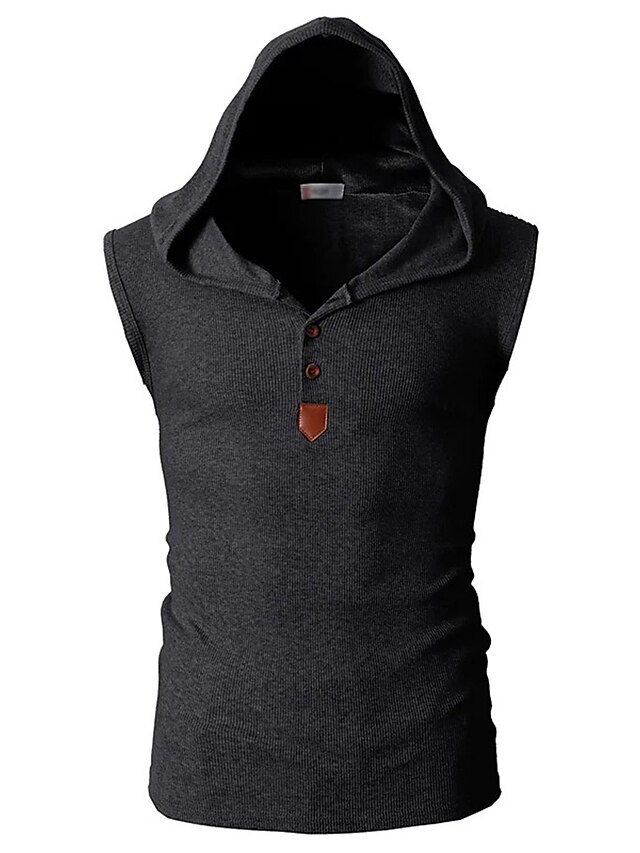 Mens Clothing Mens Hoodies & Sweatshirts | Mens Tank Top Vest Graphic Patterned Solid Colored Hooded Daily Sports Sleeveless Sli