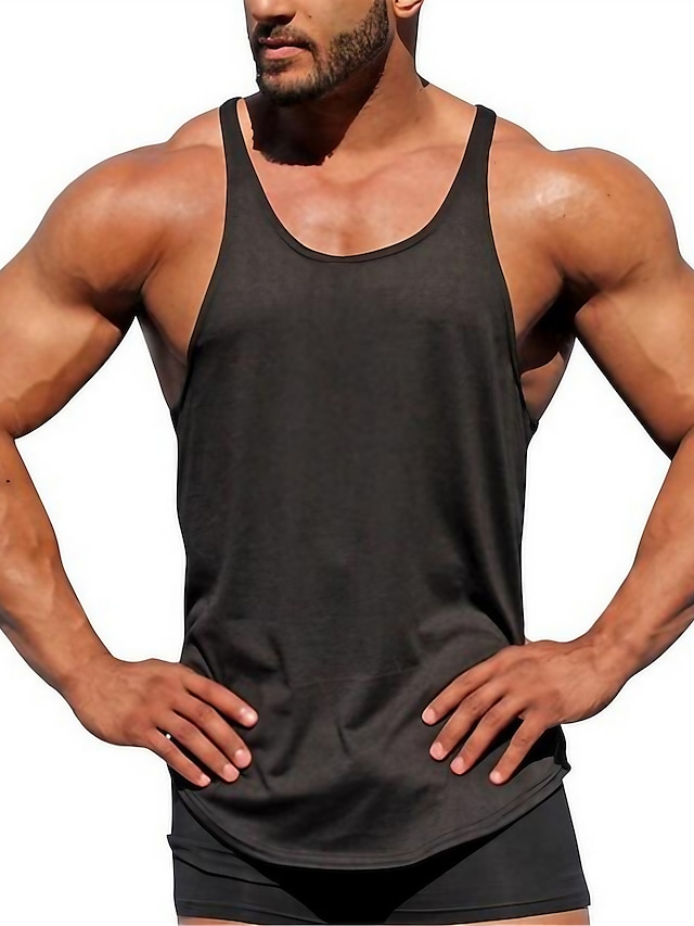  Bărbați Bluză Vest Top Sub Cămașă Cămașă fără mâneci Grafic Simplu Rotund Mărime Plus Sport Sală de Fitness Fără manșon Îmbrăcăminte Bumbac Muşchi