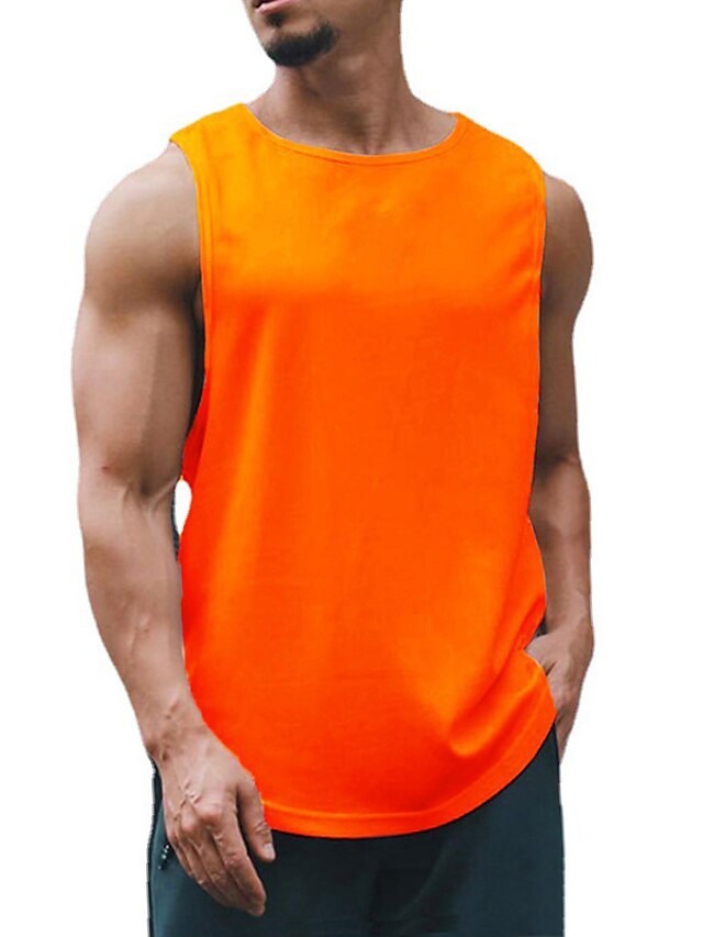  Men's Tank Top Vest Undershirt Solid Color Crew Neck Casual Daily Sleeveless Tops Lightweight Fashion Muscle Big and Tall Green White Black / Summer / Summer