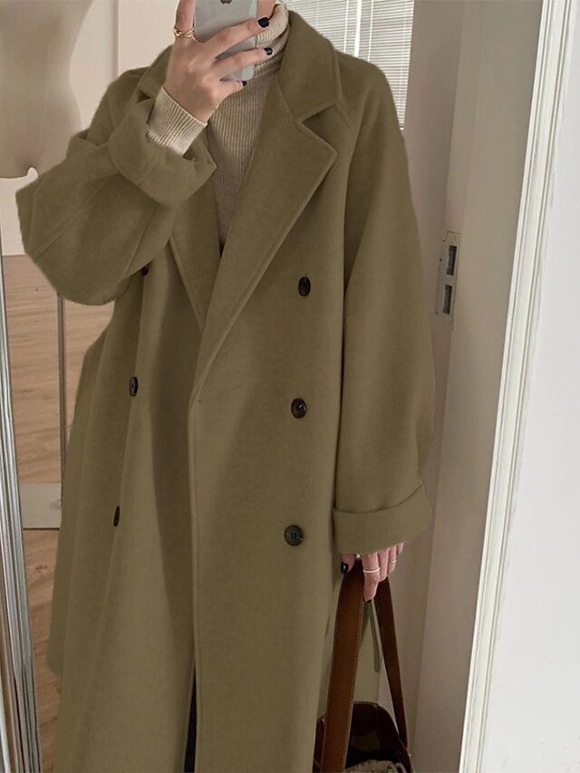 Womens Clothing Womens Outerwear | Womens Coat Street Daily Going out Fall Winter Long Coat Regular Fit Warm Breathable Elegant 