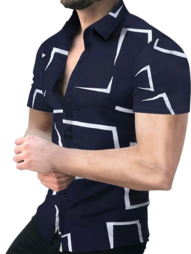 Mens Clothing Mens Shirts | Mens Shirt Other Prints Geometric Geometry Classic Collar Casual Daily Print Short Sleeve Tops Casua