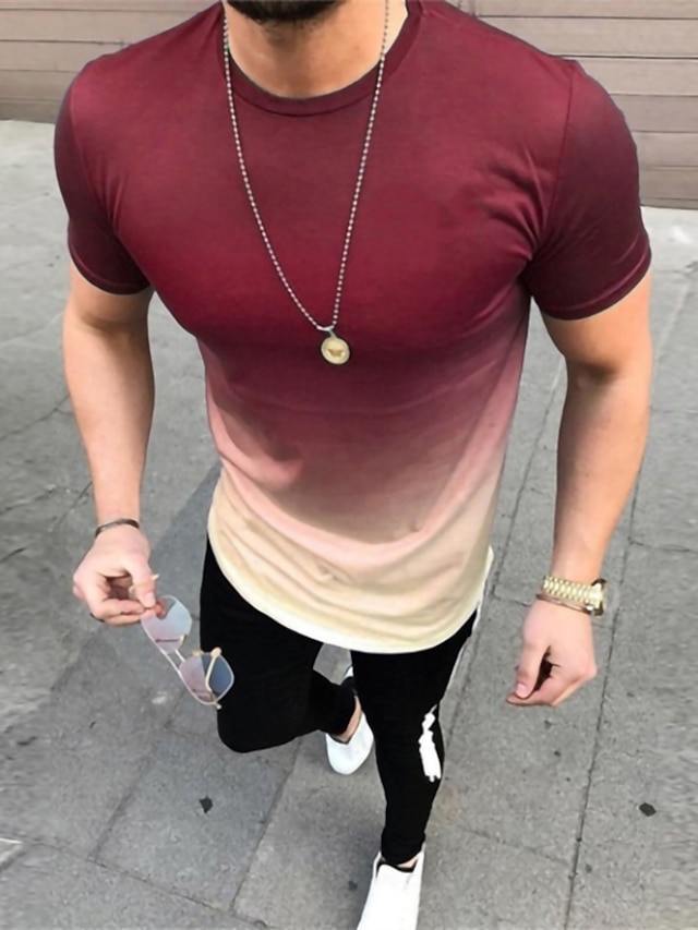  男性用 Tシャツ カラーブロック 勾配 クルーネック アウトドア ストリート 半袖 衣類 ファッション クラシック カジュアル 筋