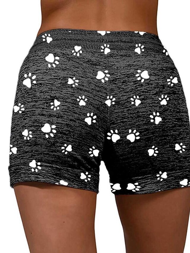 Womens Clothing Womens Bottoms | Womens Casual / Sporty Athleisure Shorts Side Pockets Elastic Drawstring Design Print Short Pan