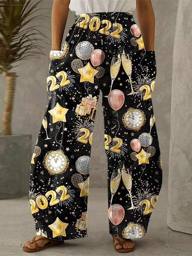 Womens Clothing Plus Size Collection | Womens Plus Size Wide Leg Chinos Pocket Print Galaxy Star Moon Space Casual Chino Casual 