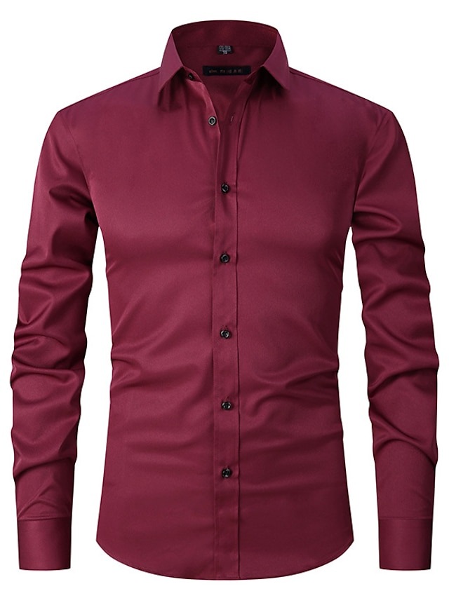 Mens Clothing Mens Shirts | Mens Shirt Solid Color Turndown Street Casual Button-Down Long Sleeve Tops Casual Fashion Classic Co