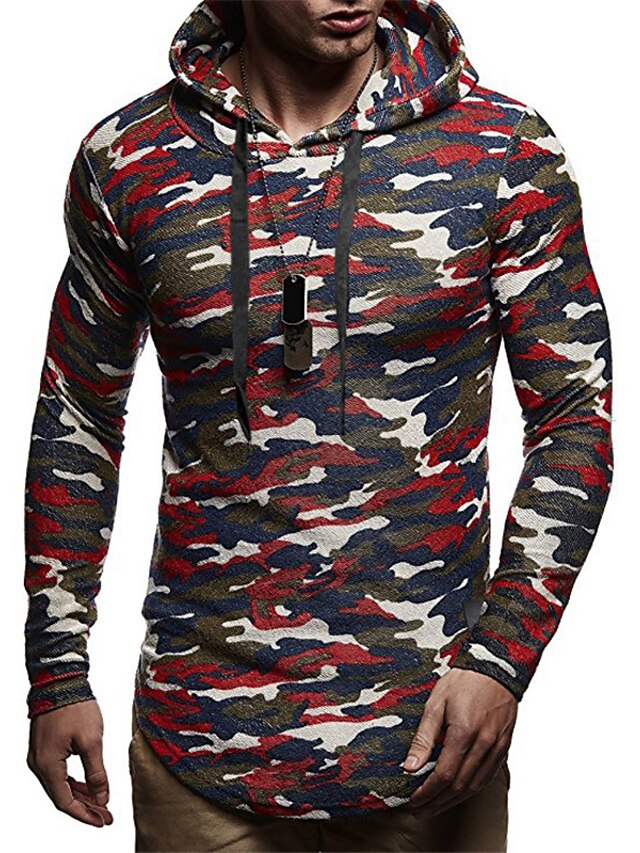 Mens Clothing Mens Hoodies & Sweatshirts | Mens Pullover Hoodie Sweatshirt Graphic Camo / Camouflage Print Casual Daily Holiday 