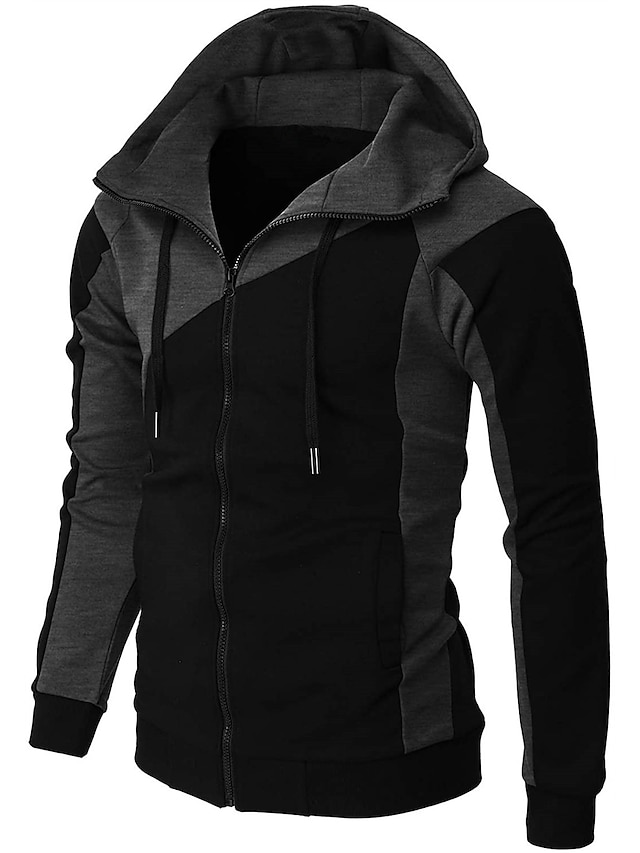 Mens Clothing Mens Hoodies & Sweatshirts | Mens Hoodie Color Block Hooded Basic Hoodies Sweatshirts Long Sleeve White Black Wine