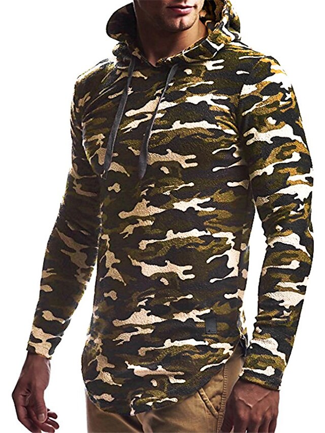 Mens Clothing Mens Hoodies & Sweatshirts | Mens Pullover Hoodie Sweatshirt Graphic Camo / Camouflage Print Casual Daily Holiday 