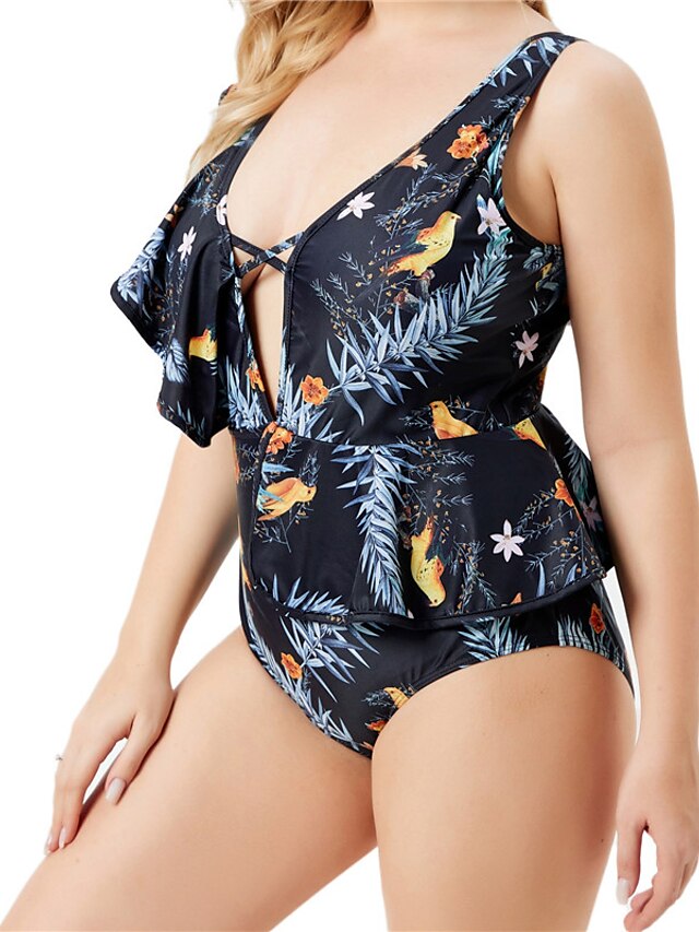 Womens Clothing Womens Swimwear | Womens Swimwear One Piece Monokini Bathing Suits Plus Size Swimsuit Tummy Control Ruffle Open 