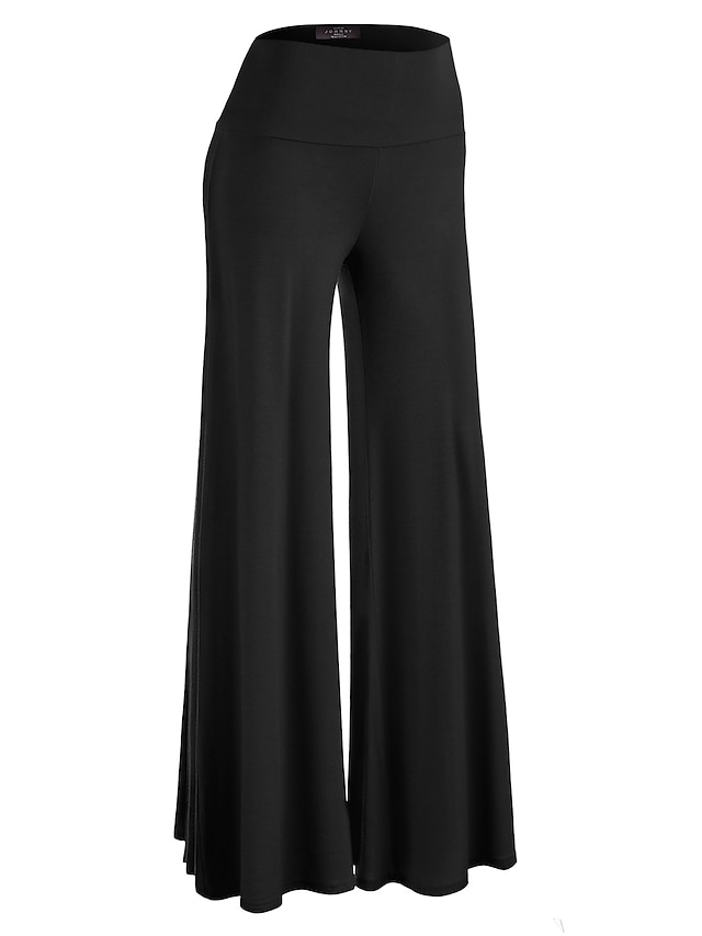  Women's Basic Essential Yoga Wide Leg Straight Culottes Wide Leg Palazzo Full Length Pants Stretchy Sports Outdoor Daily Solid Color High Waist Slim Sapphire Wine Pink Green White S M L XL XXL