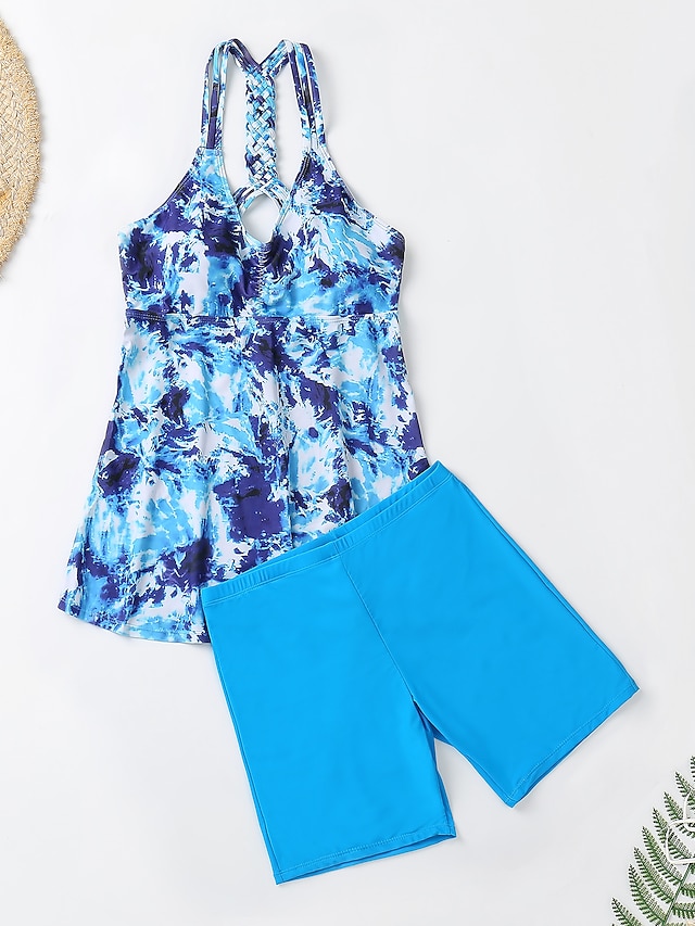 Women's Swimwear Tankini Swim Dress 2 Piece Plus Size Swimsuit Halter 2 ...