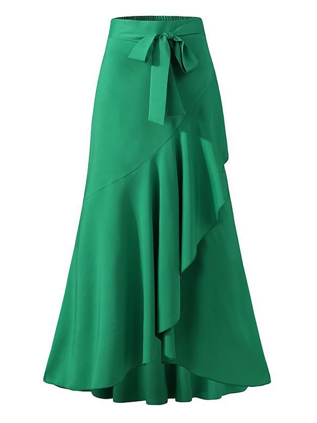 Women's Mermaid Christmas Skirts Wine Black Green Skirts Ruffle ...