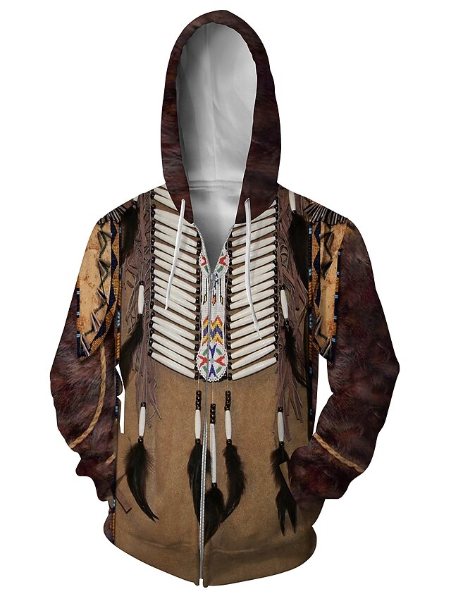 Men's Vintage-Inspired Ethnic Pattern Hoodie - Stylish & Comfortable Casual Wear