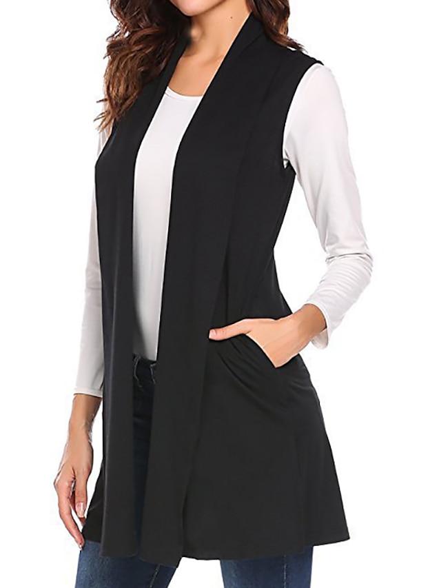 Women's Vest Daily Spring Summer Long Coat Regular Fit Breathable ...