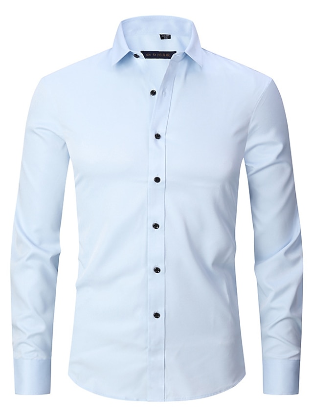 Mens Clothing Mens Shirts | Mens Shirt Solid Color Turndown Street Casual Button-Down Long Sleeve Tops Casual Fashion Classic Co