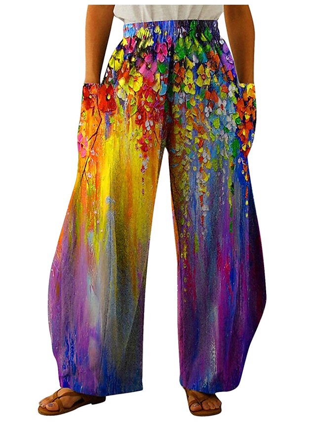 Womens Clothing Plus Size Collection | Womens Plus Size Wide Leg Chinos Pocket Print Galaxy Star Moon Space Casual Chino Casual 