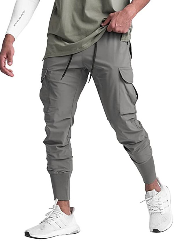 Mens Clothing Mens Bottoms | Mens Fashion Streetwear Jogger Sweatpants Trousers Multiple Pockets Elastic Drawstring Design Pants