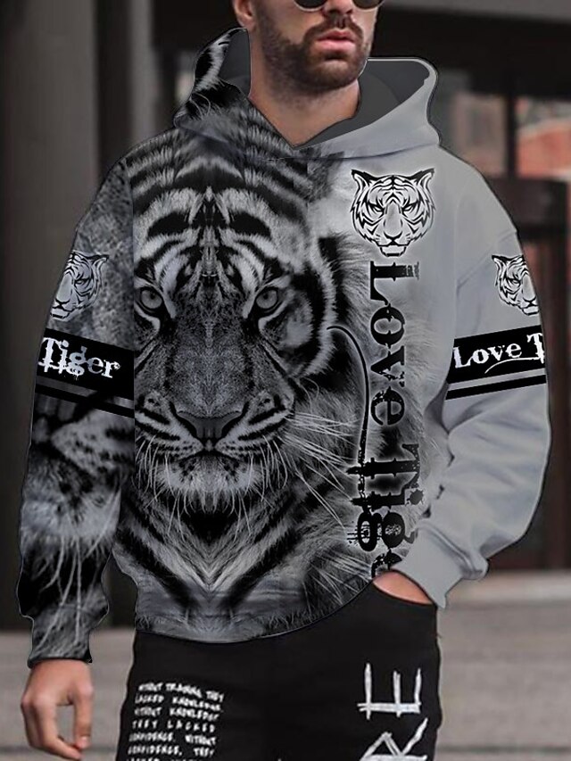 Hombre Sudadera Con Capucha Gráfico Tigre Estampado Con Capucha Deporte  Diario Impresión 3D Casual De Diseño Sudaderas con capucha Sudaderas Manga  Larga Gris 8984038 2022 – $24.83