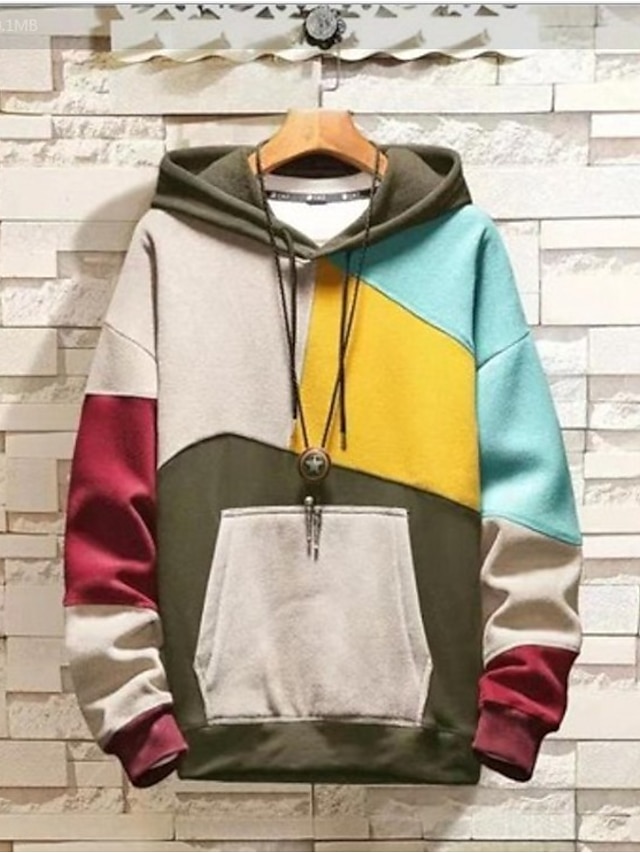 Mens Clothing Mens Hoodies & Sweatshirts | Mens Pullover Hoodie Sweatshirt Graphic Color Block Patchwork Casual Daily Holiday Ca