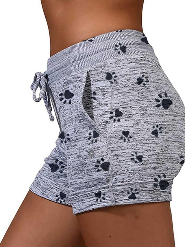 Womens Clothing Womens Bottoms | Womens Casual / Sporty Athleisure Shorts Side Pockets Elastic Drawstring Design Print Short Pan