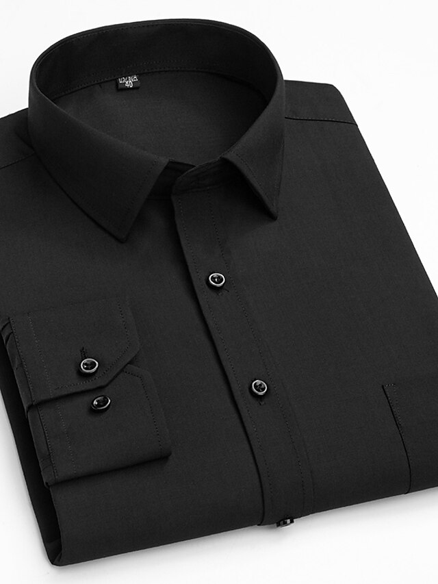 Mens Clothing Mens Shirts | Mens Shirt Other Prints Solid Color Classic Collar Street Casual collared shirts Long Sleeve Tops De