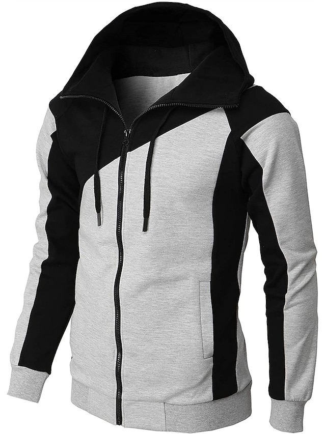 Mens Clothing Mens Hoodies & Sweatshirts | Mens Hoodie Color Block Hooded Basic Hoodies Sweatshirts Long Sleeve White Black Wine