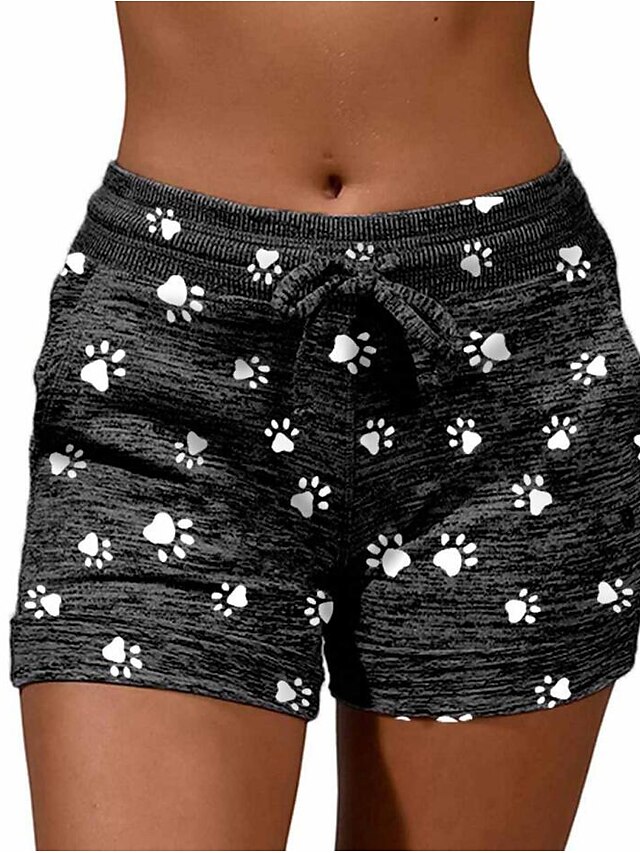 Womens Clothing Womens Bottoms | Womens Casual / Sporty Athleisure Shorts Side Pockets Elastic Drawstring Design Print Short Pan