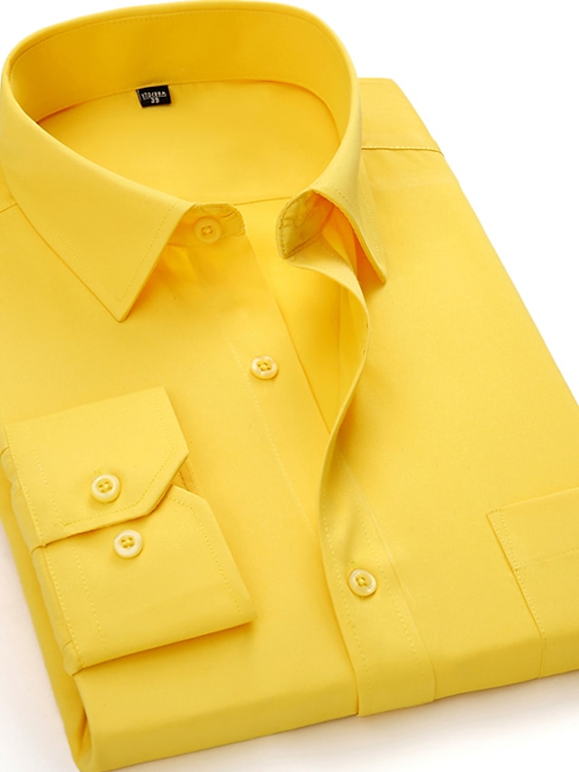  Муж. Рубашка Кнопка рубашка Рубашка с воротничком Черный Белый Желтый Длинный рукав Графические принты Отложной Все сезоны Свадьба Офис Одежда