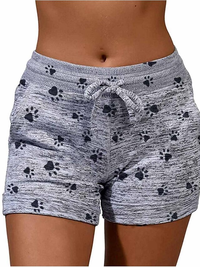 Womens Clothing Womens Bottoms | Womens Casual / Sporty Athleisure Shorts Side Pockets Elastic Drawstring Design Print Short Pan