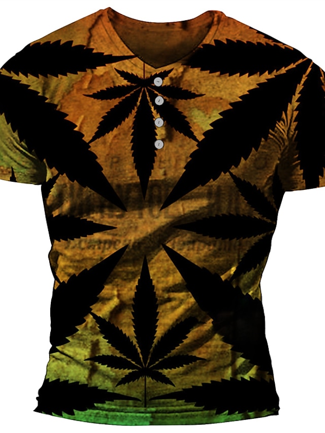 Mens Clothing Mens Tees & Tank Tops | Mens Henley Shirt T shirt Tee 3D Print Graphic Prints Saint Patrick Day Leaves Henley Casu