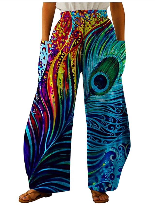 Womens Clothing Plus Size Collection | Womens Plus Size Wide Leg Chinos Pocket Print Galaxy Star Moon Space Casual Chino Casual 