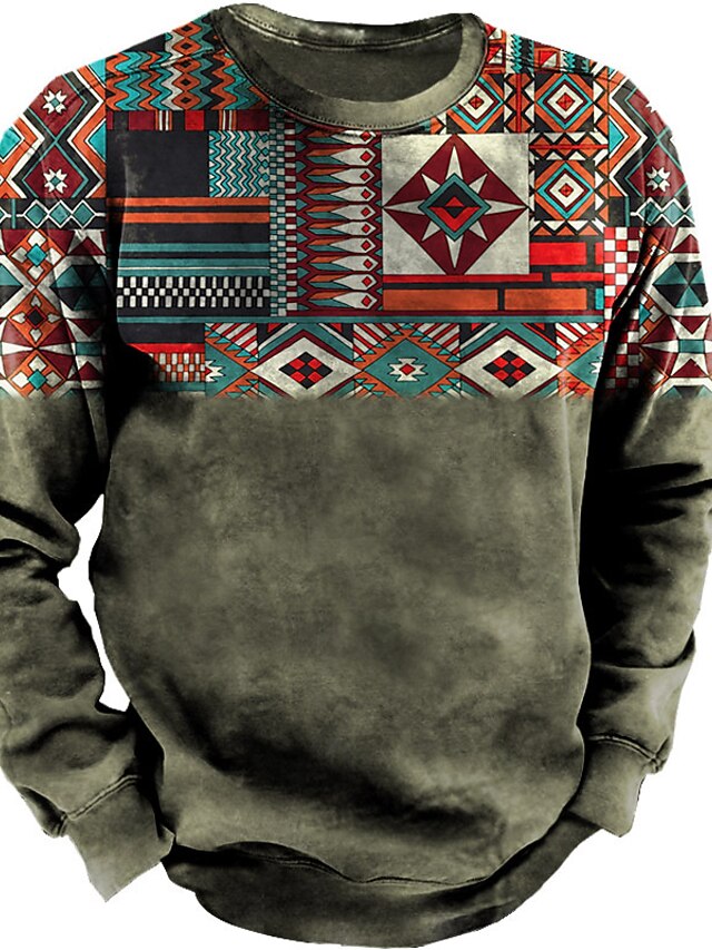  Homme Imprimés Photos Sweat shirt Sweat manche longue Sweat-shirt Col Ras du Cou Rétro Vintage Design basique 3D effet Sport & Loisir Casual du quotidien Automne Printemps & Automne