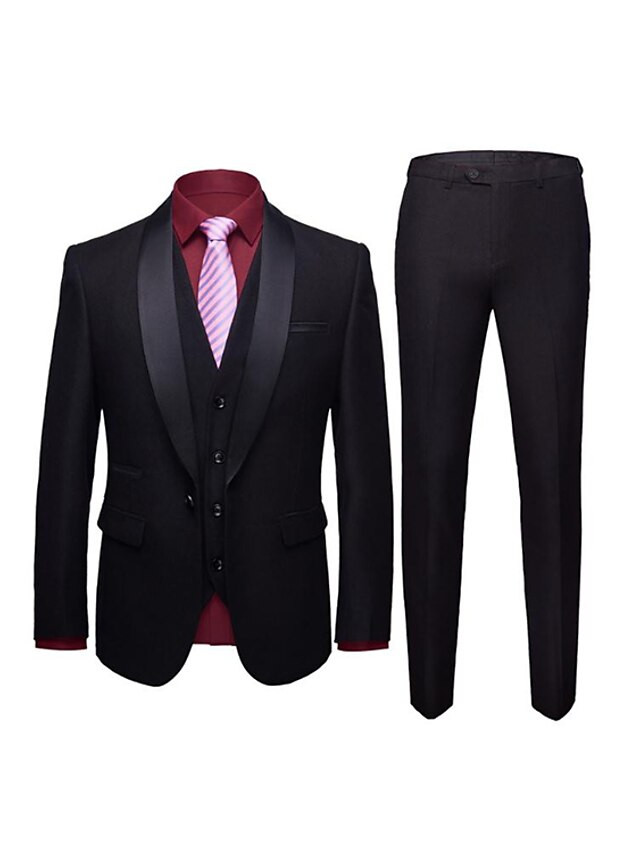 Black Burgundy Khaki Men's Valentine‘s Day Tuxedos Solid Colored Slim ...