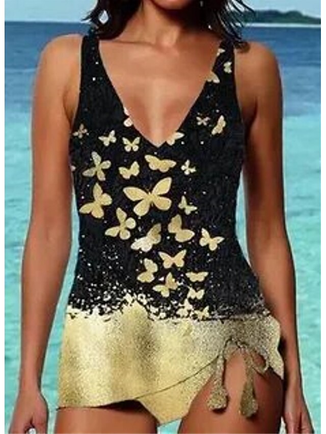 Damskie Stroje kąpielowe Tankini 2 szt Normalny Kostium kąpielowy 2