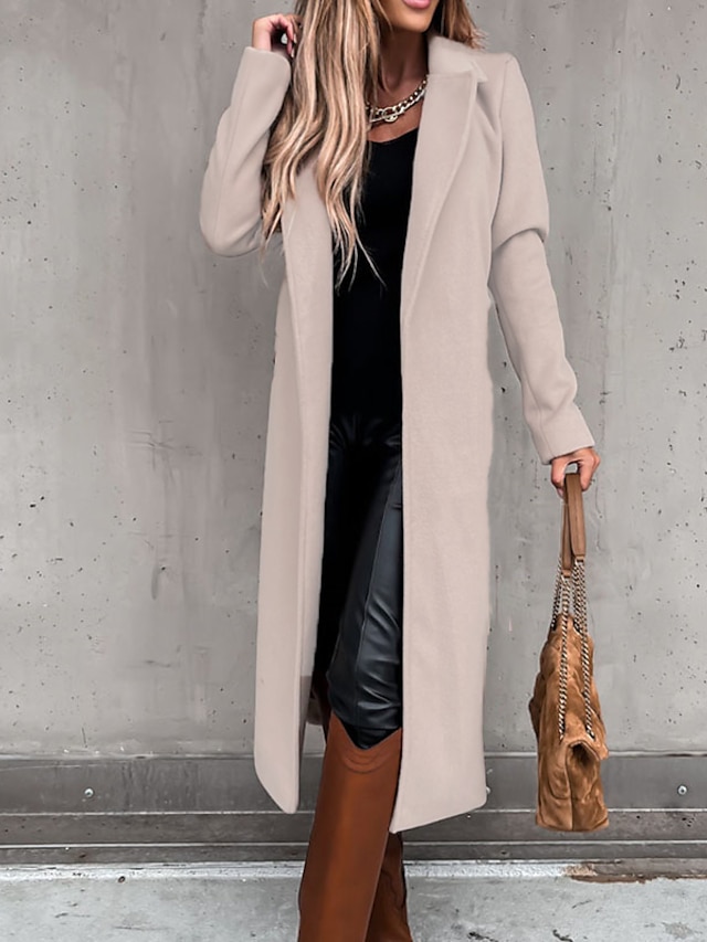 Womens Clothing Womens Outerwear | Womens Coat Daily Going out Fall Winter Long Coat Regular Fit Thermal Warm Casual Jacket Long