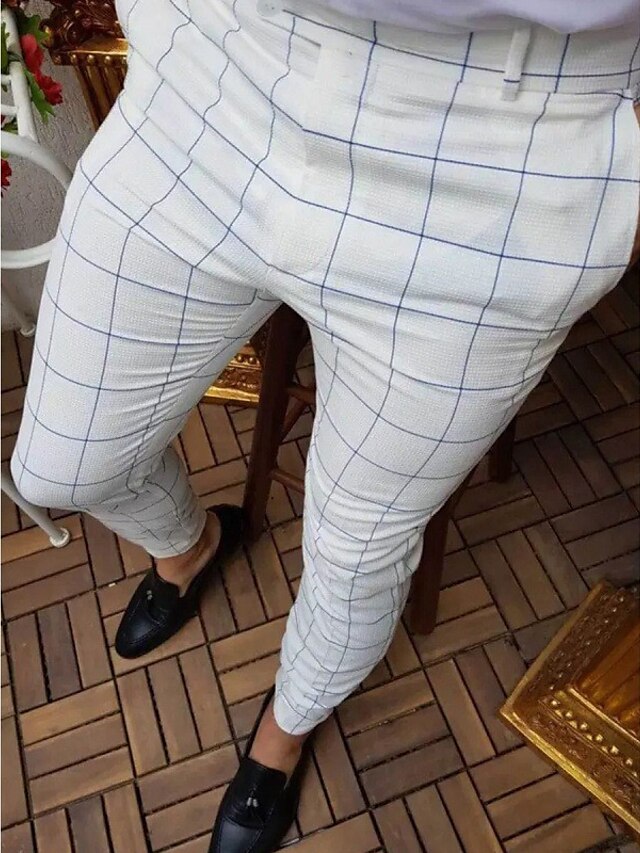 Mens Clothing Mens Bottoms | Mens Casual Trousers Chinos Pocket Full Length Pants Casual Daily Micro-elastic Lattice Breathable 