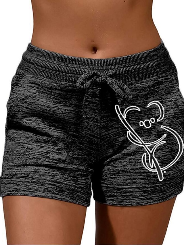 Womens Clothing Womens Bottoms | Womens Casual / Sporty Athleisure Shorts Slacks Side Pockets Elastic Drawstring Design Print Sh