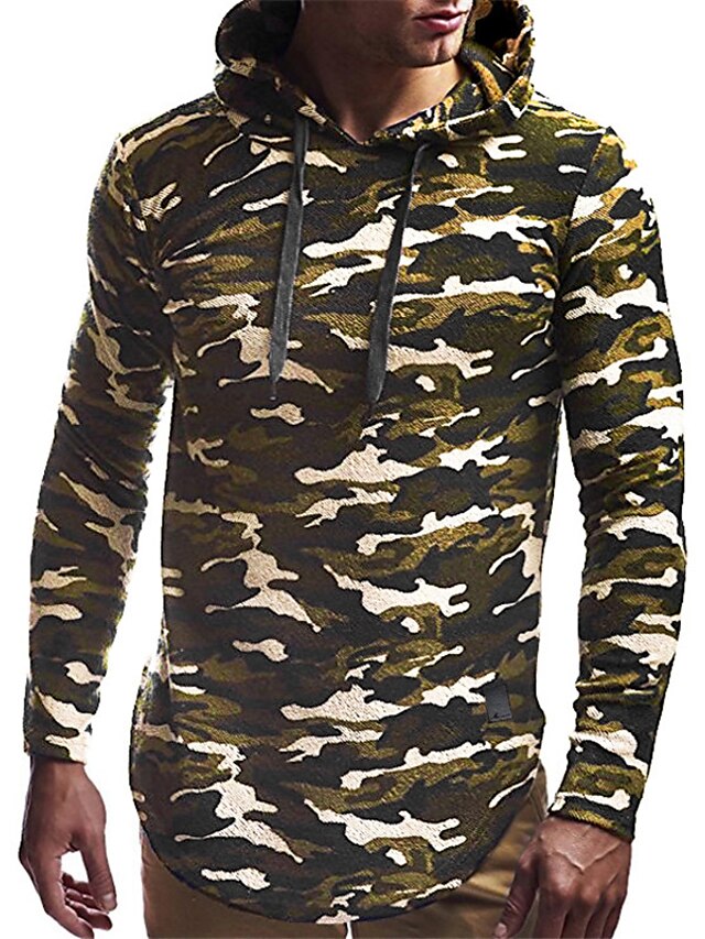 Mens Clothing Mens Hoodies & Sweatshirts | Mens Pullover Hoodie Sweatshirt Graphic Camo / Camouflage Print Casual Daily Holiday 