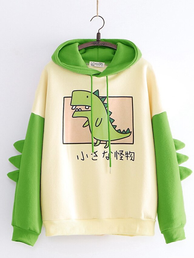 Women Teen Girls Cute Dinosaur Hoodies Juniors Japanese Cartoon Cosplay T-Shirt Short Sleeve Tees Tops 