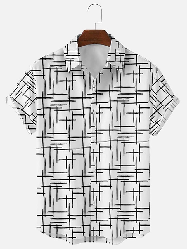  Herren Hemd Knopfhemd Sommerhemd A Grau Kurzarm 3D Umlegekragen 3D-Druck Übergröße Festtage 3D Bekleidung Strand Design
