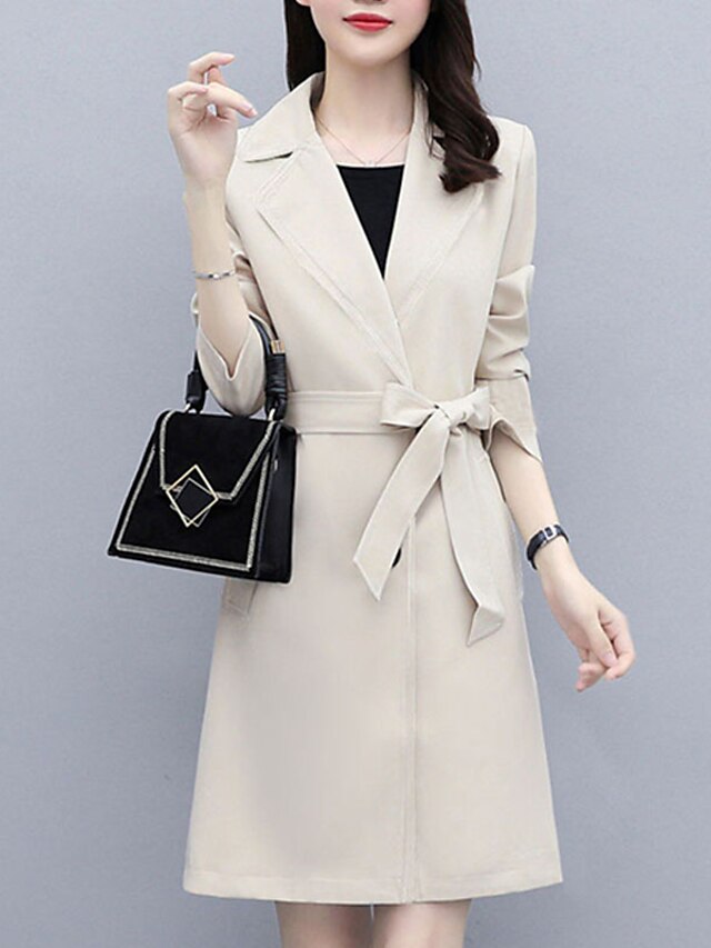 Womens Clothing Womens Outerwear | Womens Trench Coat Coat Street Daily Wear to work Spring Summer Long Coat Regular Fit Warm Br