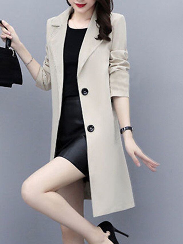 Womens Clothing Womens Outerwear | Womens Trench Coat Coat Street Daily Wear to work Spring Summer Long Coat Regular Fit Warm Br