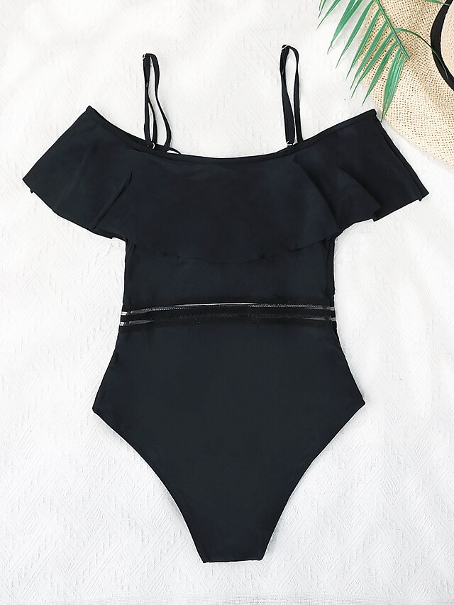 Womens Clothing Womens Swimwear | Womens Swimwear One Piece Monokini Bathing Suits Normal Swimsuit Tummy Control Off Shoulder Sp