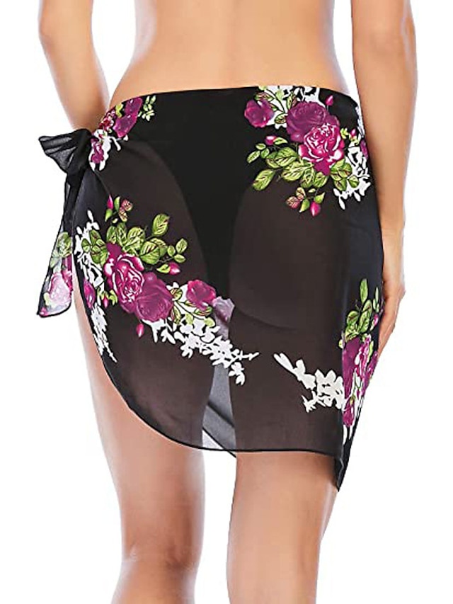 Womens Clothing Womens Swimwear | Womens Swimwear Cover Up Swim Shorts wrap Normal Swimsuit Printing Floral Green Black Blue Yel