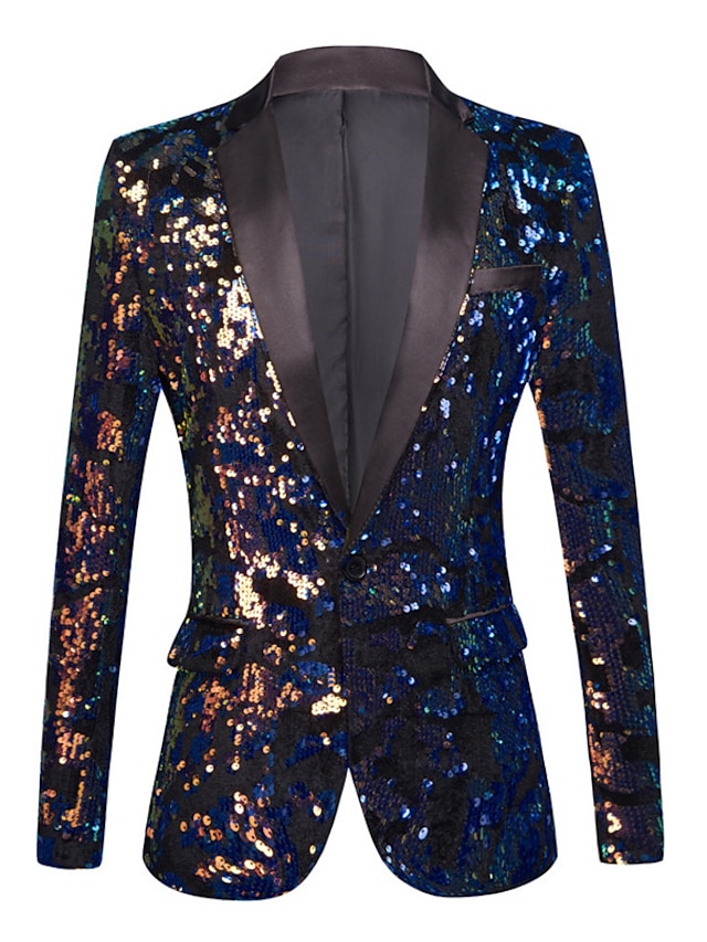  Мужской бархатный пиджак с блестками, блестящий роскошный пиджак для свадебной вечеринки в стиле ретро 70-х, блестящий блейзер для дискотек, классический синий 2024