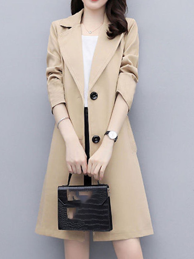 Womens Clothing Womens Outerwear | Womens Trench Coat Coat Street Daily Wear to work Spring Summer Long Coat Regular Fit Warm Br