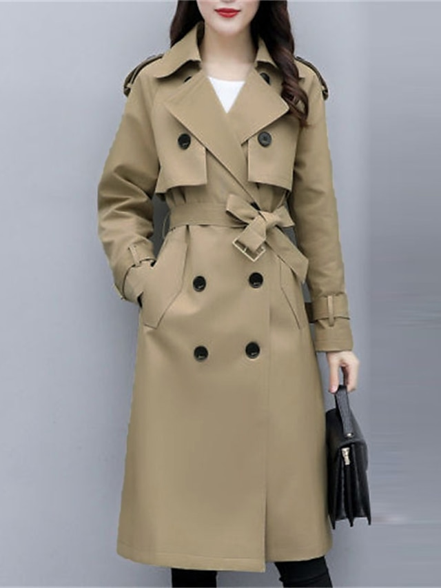 Womens Clothing Womens Outerwear | Womens Trench Coat Street Daily Going out Spring Summer Long Coat Regular Fit Warm Breathable