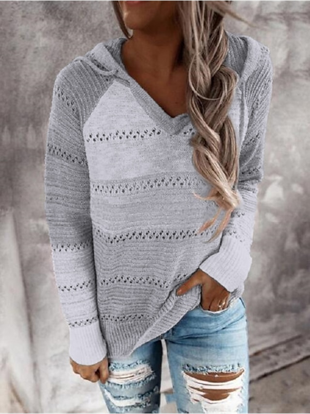 Womens Clothing Sweaters & Cardigans | Womens Sweater Pullover Knitted Color Block Casual Long Sleeve Loose Sweater Cardigans Ho