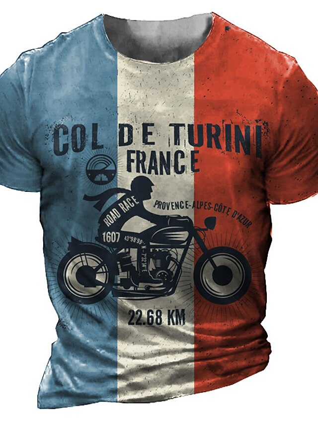 Mens Clothing Mens Tees & Tank Tops | Mens T shirt Tee 3D Print Graphic Motorcycle Crew Neck Casual Daily Print Short Sleeve Top