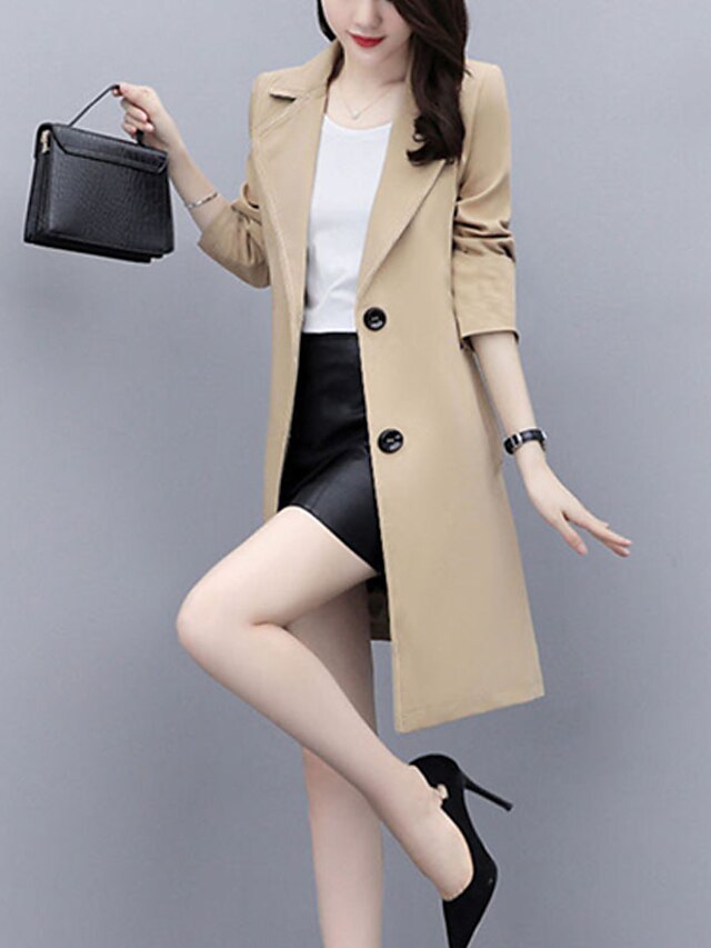 Womens Clothing Womens Outerwear | Womens Trench Coat Coat Street Daily Wear to work Spring Summer Long Coat Regular Fit Warm Br